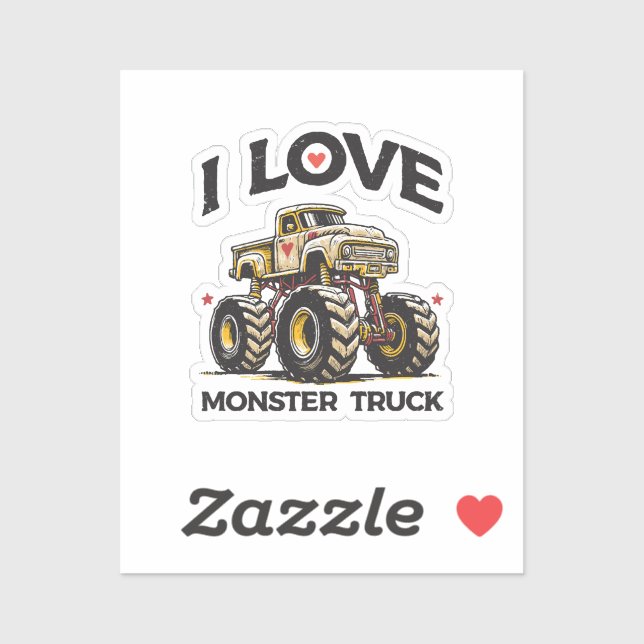 I Liebe Monster Truck Aufkleber (Blatt)