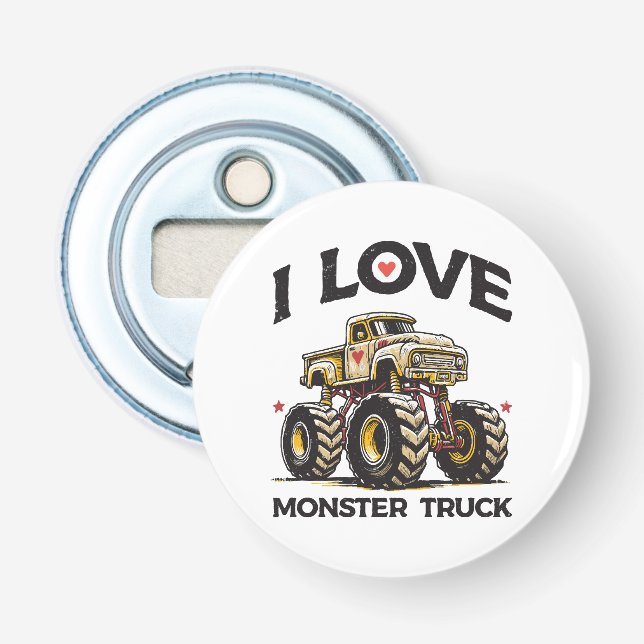I Liebe Monster Truck Flaschenöffner (Vorderseite)