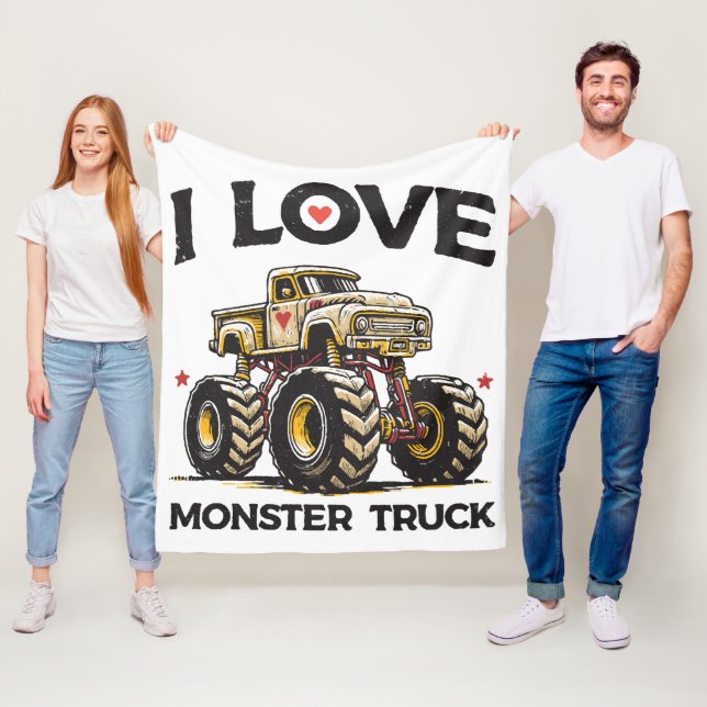 I Liebe Monster Truck Fleecedecke (Beispiel)