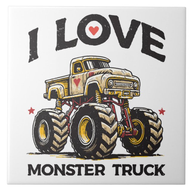 I Liebe Monster Truck Fliese (Vorderseite)