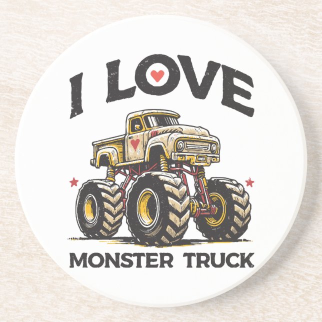 I Liebe Monster Truck Getränkeuntersetzer (Vorne)