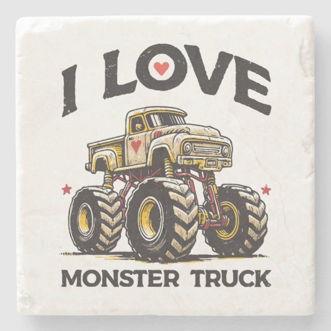 I Liebe Monster Truck Steinuntersetzer (Vorderseite)
