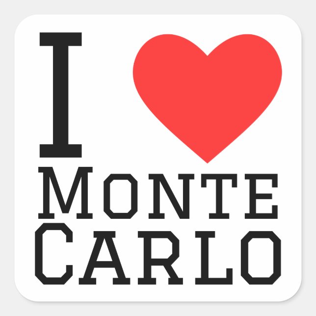 I Liebe Monte Carlo Quadratischer Aufkleber (Vorderseite)