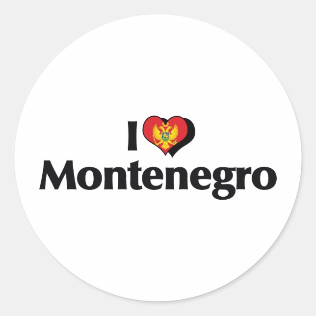I Liebe Montenegro - Flagge Runder Aufkleber (Vorderseite)