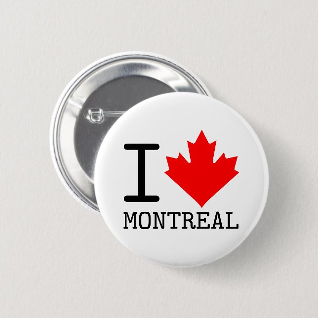 I Liebe Montreal, Quebec Kanada Ahornleaf Button (Vorne & Hinten)