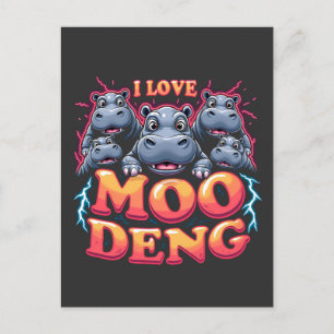 I Liebe Moo Deng Baby Hippo Liebhaber Ankündigungspostkarte