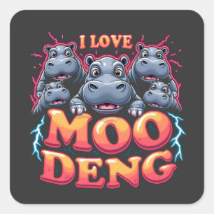I Liebe Moo Deng Baby Hippo Liebhaber Quadratischer Aufkleber