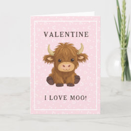 I Liebe Moo Highland Cow Valentine Feiertagskarte