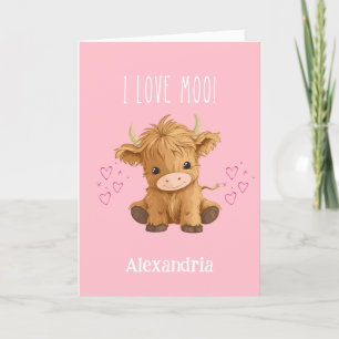 I Liebe Moo Highland Cow Valentine Feiertagskarte