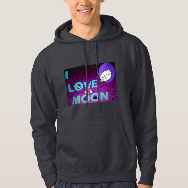 "I Liebe Moon" - Ein skurriler Kunstentwurf Hoodie (Vorderseite)