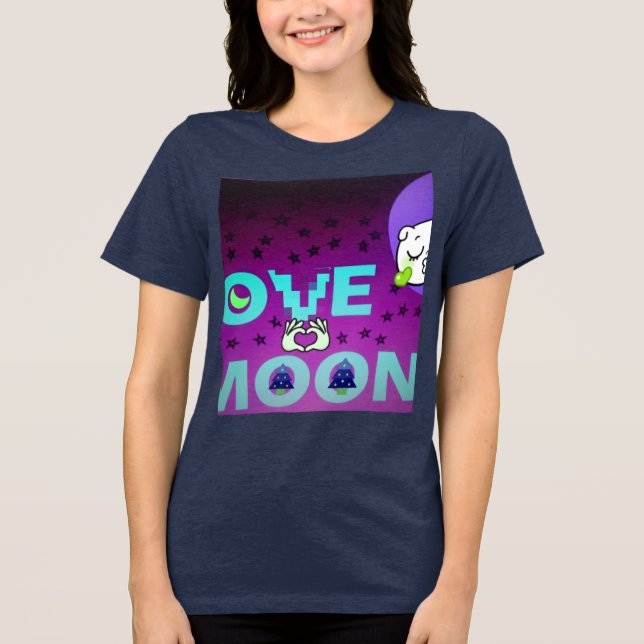 "I Liebe Moon" - Ein skurriler Kunstentwurf Tri-Blend Shirt (Vorderseite)