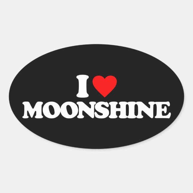 I LIEBE MOONSHINE OVALER AUFKLEBER (Vorderseite)
