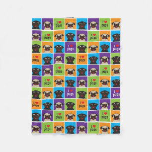 I Liebe-Mops-Fleecethrow-Decke Fleecedecke