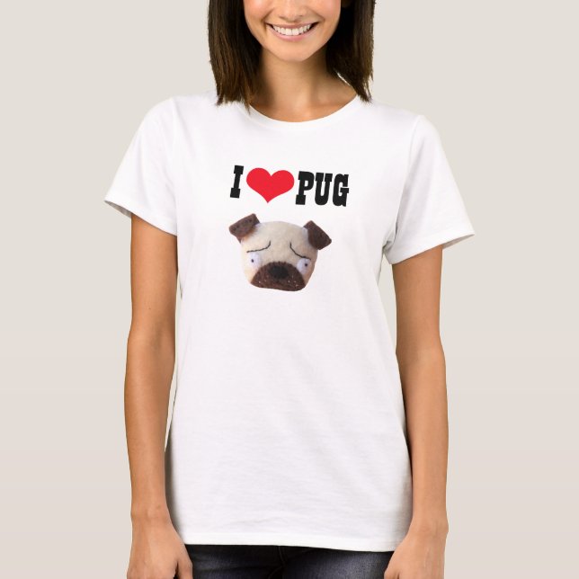 I Liebe-Mops-T - Shirt-niedlicher lustiger T-Shirt (Vorderseite)