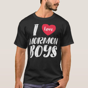 I Liebe Mormon Boys Heart LDS Funny Women T-Shirt
