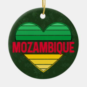 I. Liebe Mosambik, Mosambikanisches Herz Keramik Ornament
