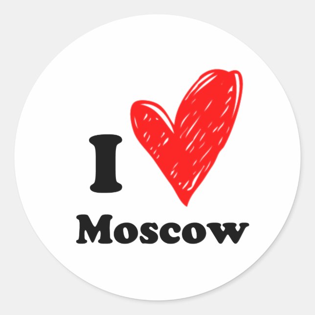 I Liebe Moskau Runder Aufkleber (Vorderseite)