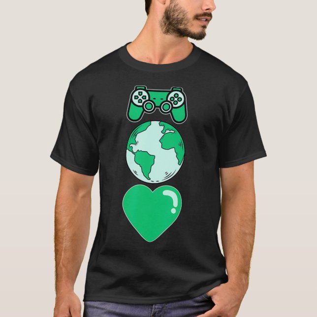 I Liebe Mother Earth Day Video Game Gamer Men Kids T-Shirt (Vorderseite)