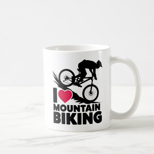 I Liebe Mountainbiking Silhouette Design Kaffeetasse (Rechts)