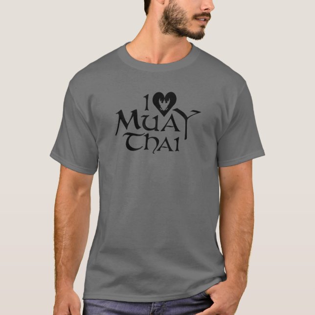 I Liebe Muay Thai Black Heart T-Shirt (Vorderseite)