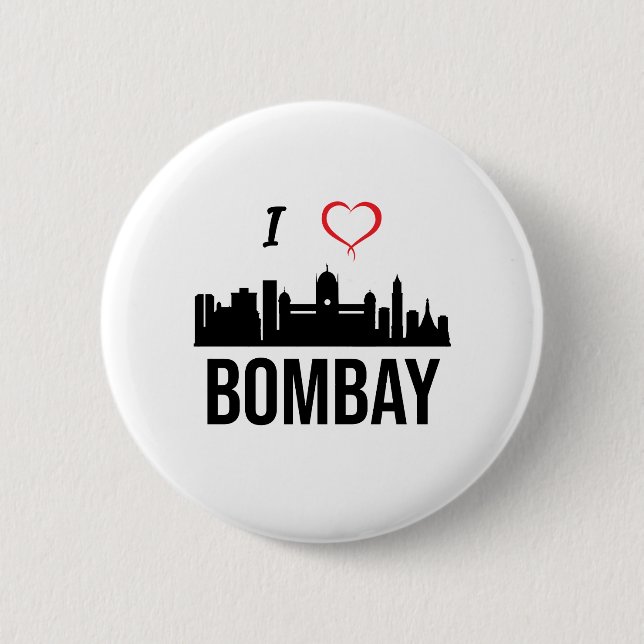 I Liebe Mumbai oder Bombay Indien Button (Vorderseite)