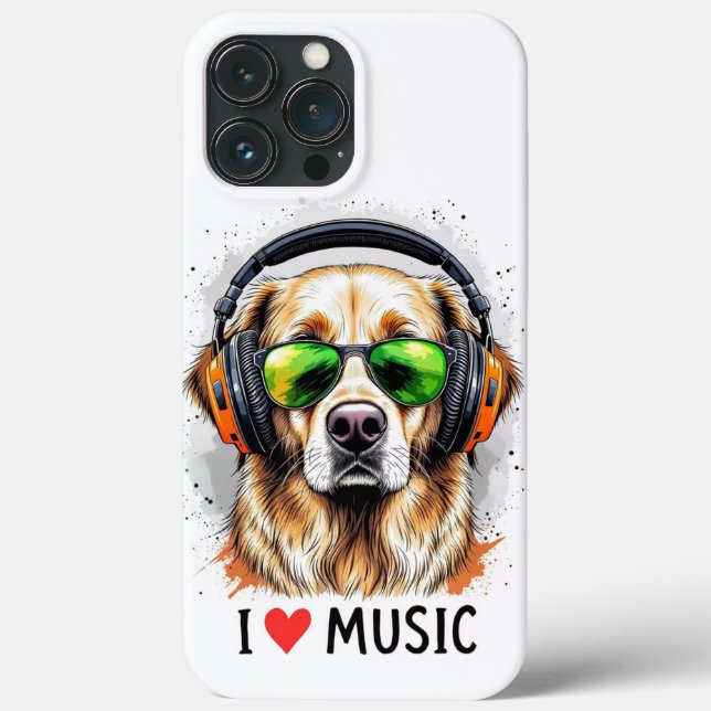 I Liebe Music Golden RetrieveriPhone / iPad Gehäus Case-Mate iPhone Hülle (Rückseite)