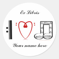 I Liebe Music (I heart notes) Ex Libris Buchzeiche