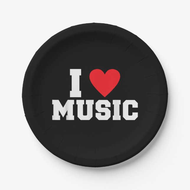 I Liebe Music Lover Pappteller (Vorderseite)