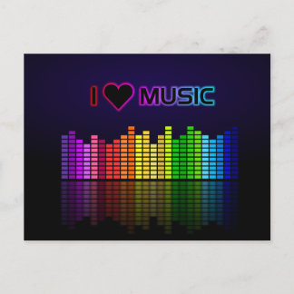 I Liebe Music mit Equilizer Postkarte