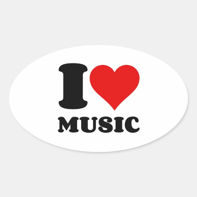 I Liebe Music Ovaler Aufkleber (Vorderseite)