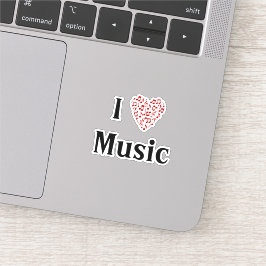 I Liebe Music Red Heart Musiknotens Vinyl Aufkleber