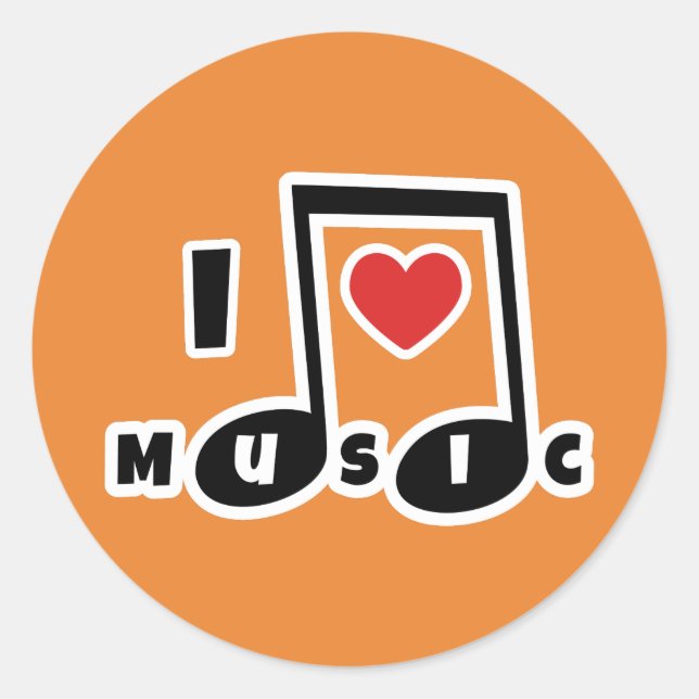 I Liebe Music Runder Aufkleber (Vorderseite)