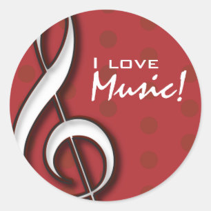 I Liebe-Musik-Aufkleber mit kundengerechtem Text Runder Aufkleber