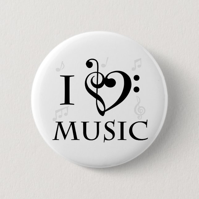 I Liebe-Musik-Knopf Button (Vorderseite)
