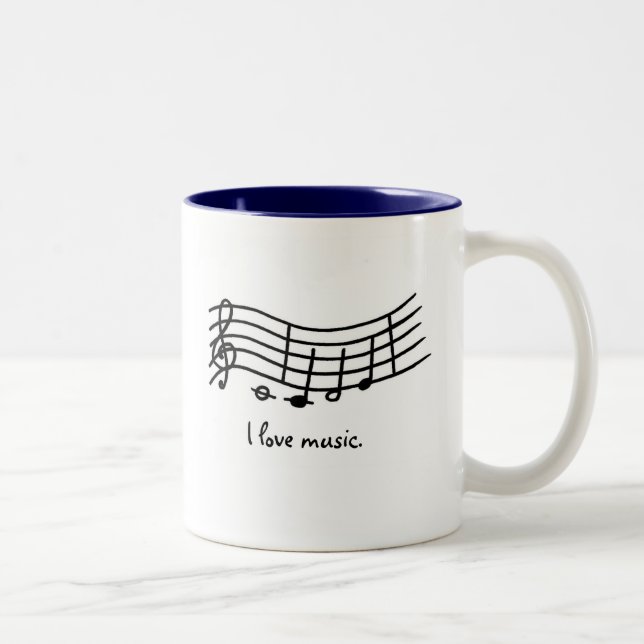 I Liebe Musik, Noten auf großformatigen Tasse (Rechts)
