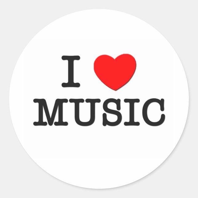 I Liebe MUSIK Runder Aufkleber (Vorderseite)