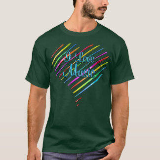 I Liebe Musik Striptes Herz T-Shirt