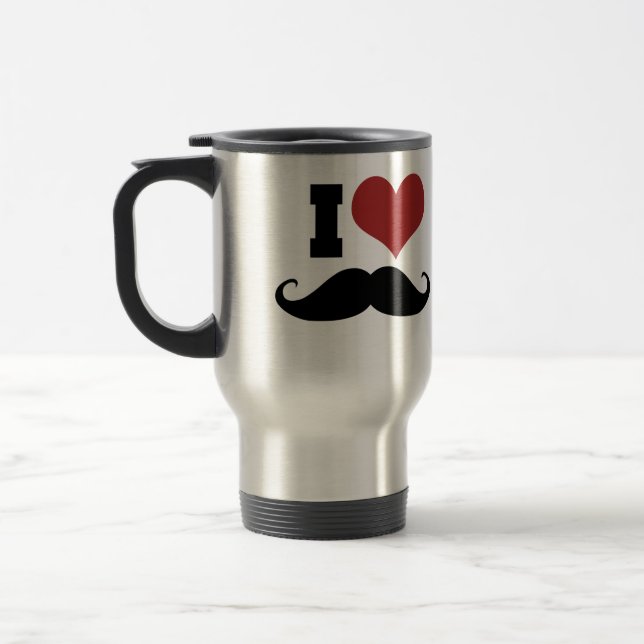 I Liebe Mustache Reisebecher (Links)