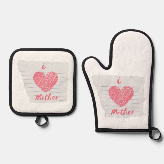i Liebe Mutter Ofenhandschuh & Topflappen-Set (Vorderseite)
