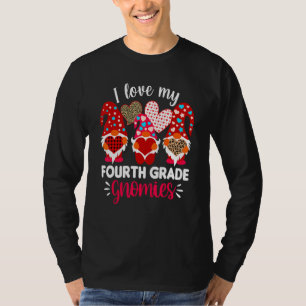 I Liebe My 4th Grade Sweeties Leopard Kariert Gnom T-Shirt