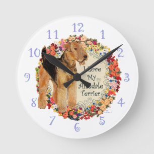 I Liebe My Airedale Runde Wanduhr