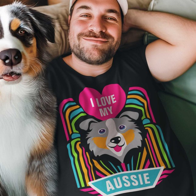I Liebe My Australian Shepherd Aussie Dog Custom T-Shirt (Von Creator hochgeladen)