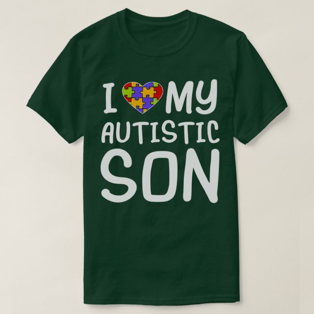I Liebe My Autistic Son Autismus Awareness Trisomi T-Shirt (Design vorne)