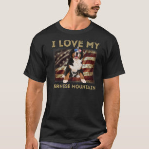 I Liebe My Berner Vater Mama American Flag W T-Shirt