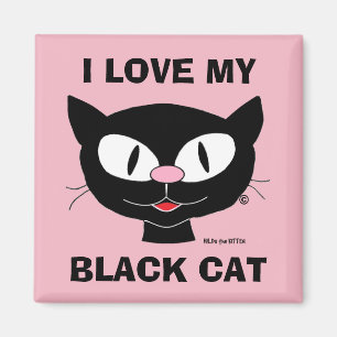 I Liebe My Black Cat Niedlich Cartoon Cat Magnet