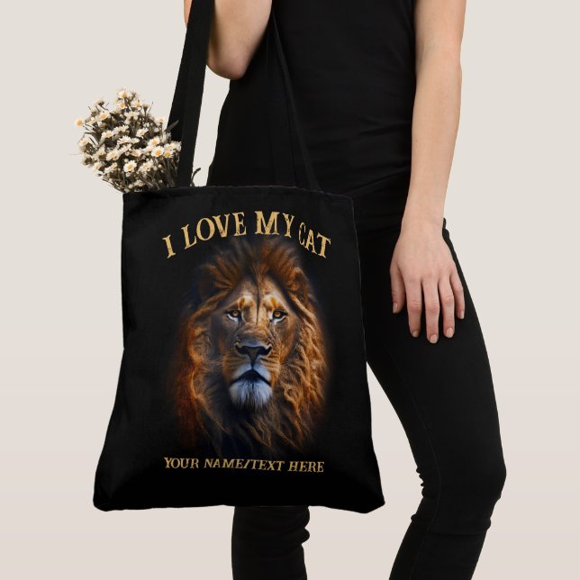 "I Liebe My Cat" Fun Individuelle Name Große Tote  (Von Nahem)