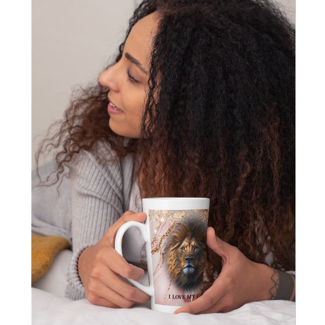 "I Liebe My Cat" Lion Latte Tasse Gold Glitzer Mar (Von Creator hochgeladen)