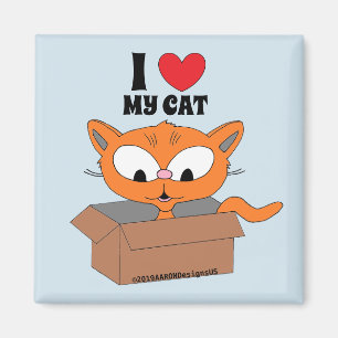 "I Liebe my cat" niedlichen Cartoon Katze in Kiste Magnet