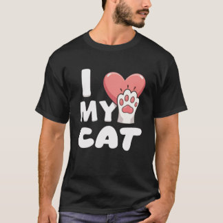 I Liebe My Cat - Niedliches Cat Paw Design T-Shirt