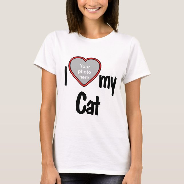 I Liebe My Cat - Niedliches Rotes Herz Foto Rahmen T-Shirt (Vorderseite)
